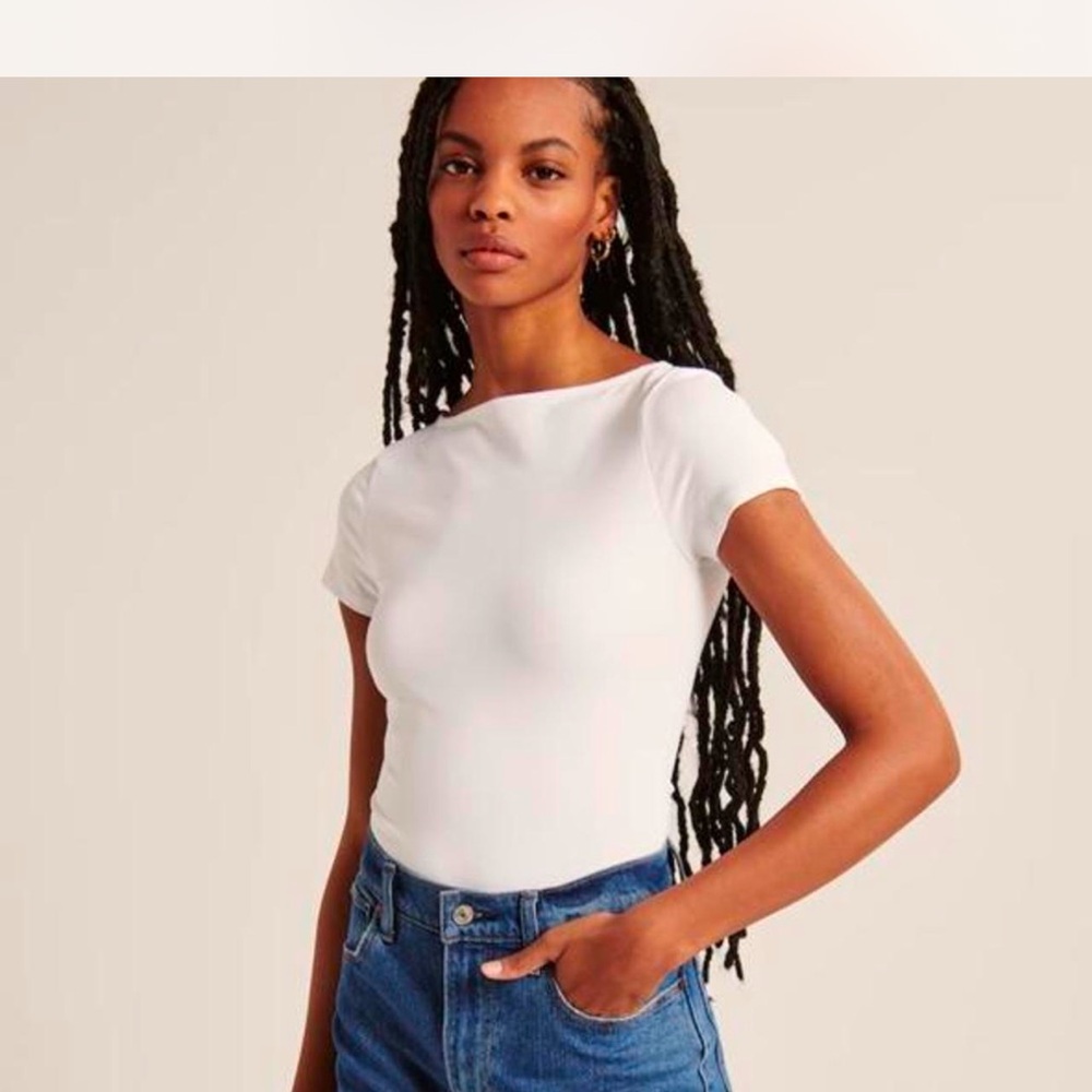 Abercrombie boat neck short sleeve bodysuit